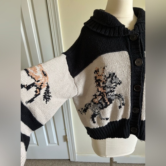 Anthropologie Pilcro Horse Graphic Cardigan Sweater Rare Find Size M - Picture 4 of 12